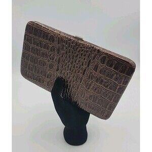 Brown Alligator Embossed Faux Leather Bi-Fold with Black Interior Wallet China